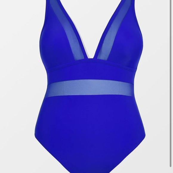 CUPSHE One Piece Swimsuit V Neck Mesh Sheer Tummy Control Bathing Suit Size 2X - Picture 3 of 5